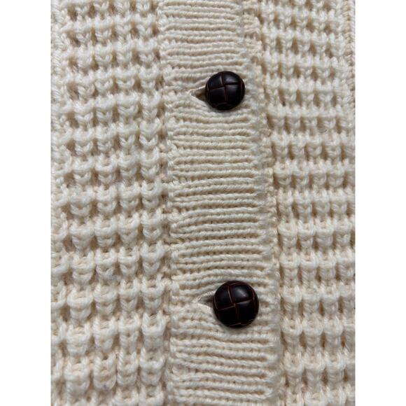 Vintage Hand Loomed Fisherman’s Cardigan Sweater, Size L - Picture 6 of 12